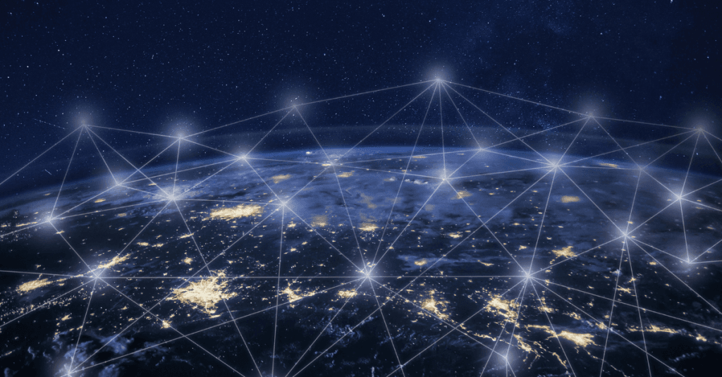 blue economy e space economy con satelliti e connessioni globali dati tecnologia terrestre