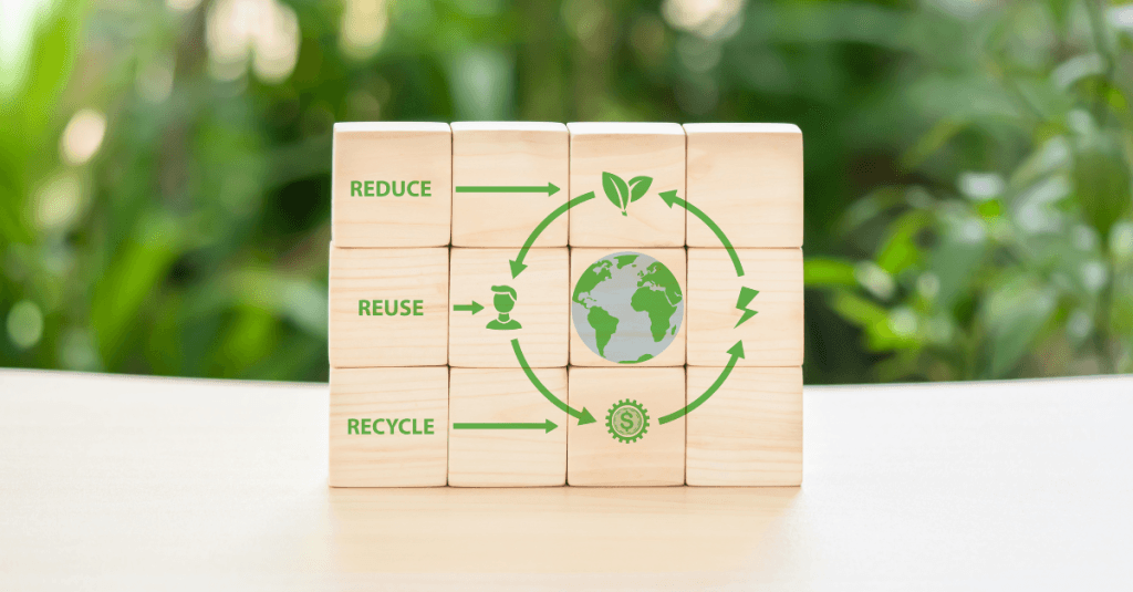 principi economia circolare reduce reuse recycle con ciclo sostenibile delle risorse