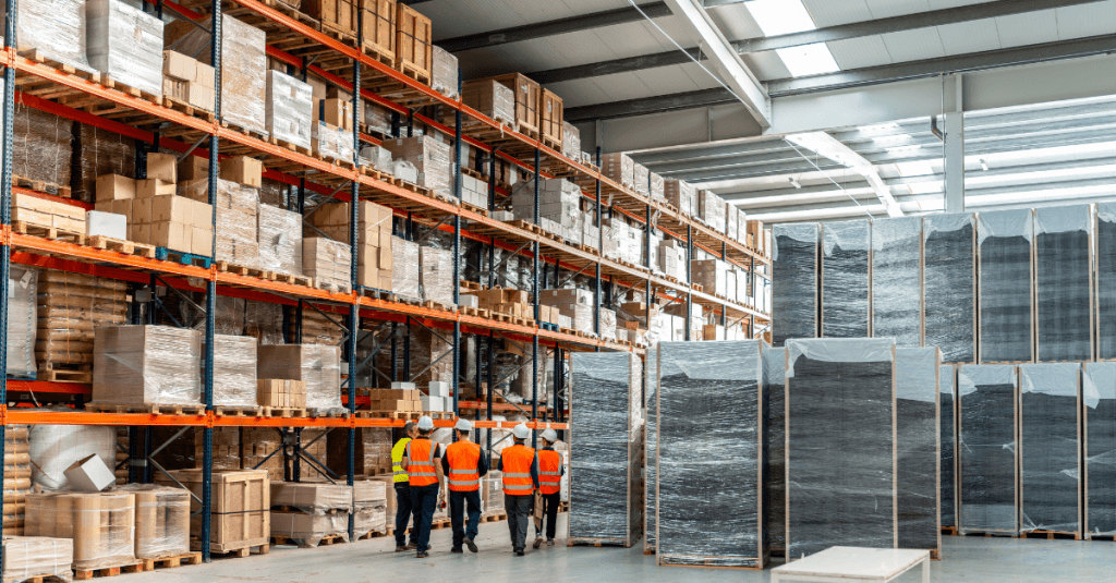 Attrazione e sostegno agli investimenti – magazzino industriale moderno con scaffalature e materiali stoccati